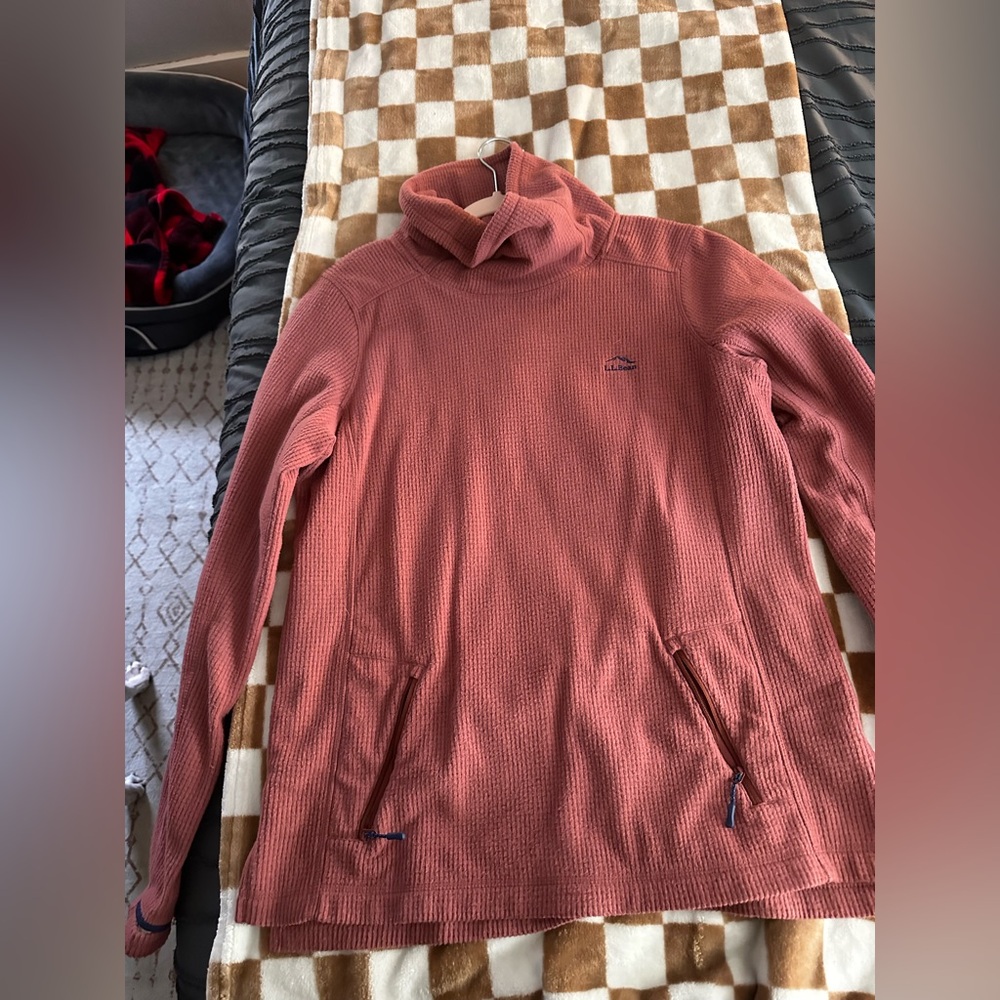 LL Bean cowl neck waffle knit pull over sweater